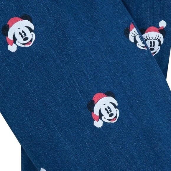 NWT Disney Mickey and Minnie Mouse Christmas Holiday Denim Jogger Jean Pants L - Picture 4 of 12